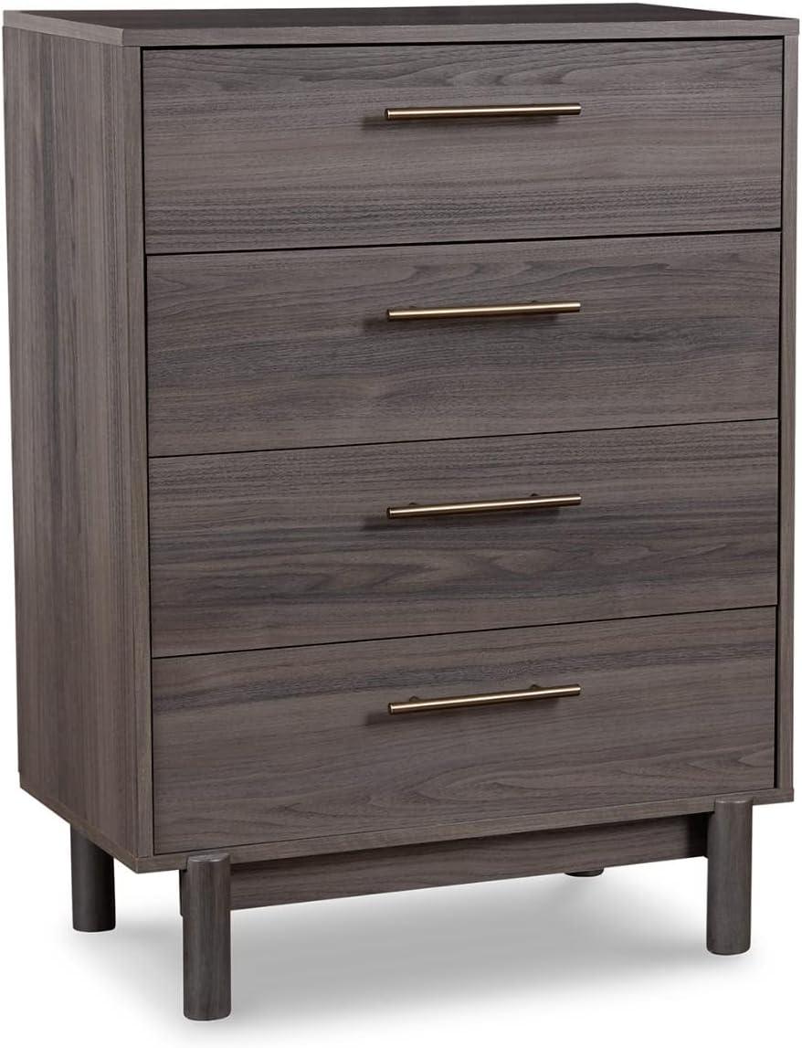 imageSignature Design by Ashley Calverson Contemporary 6 Drawer Dresser with Burnished Goldtone Pulls Dark BrownBrownish Gray