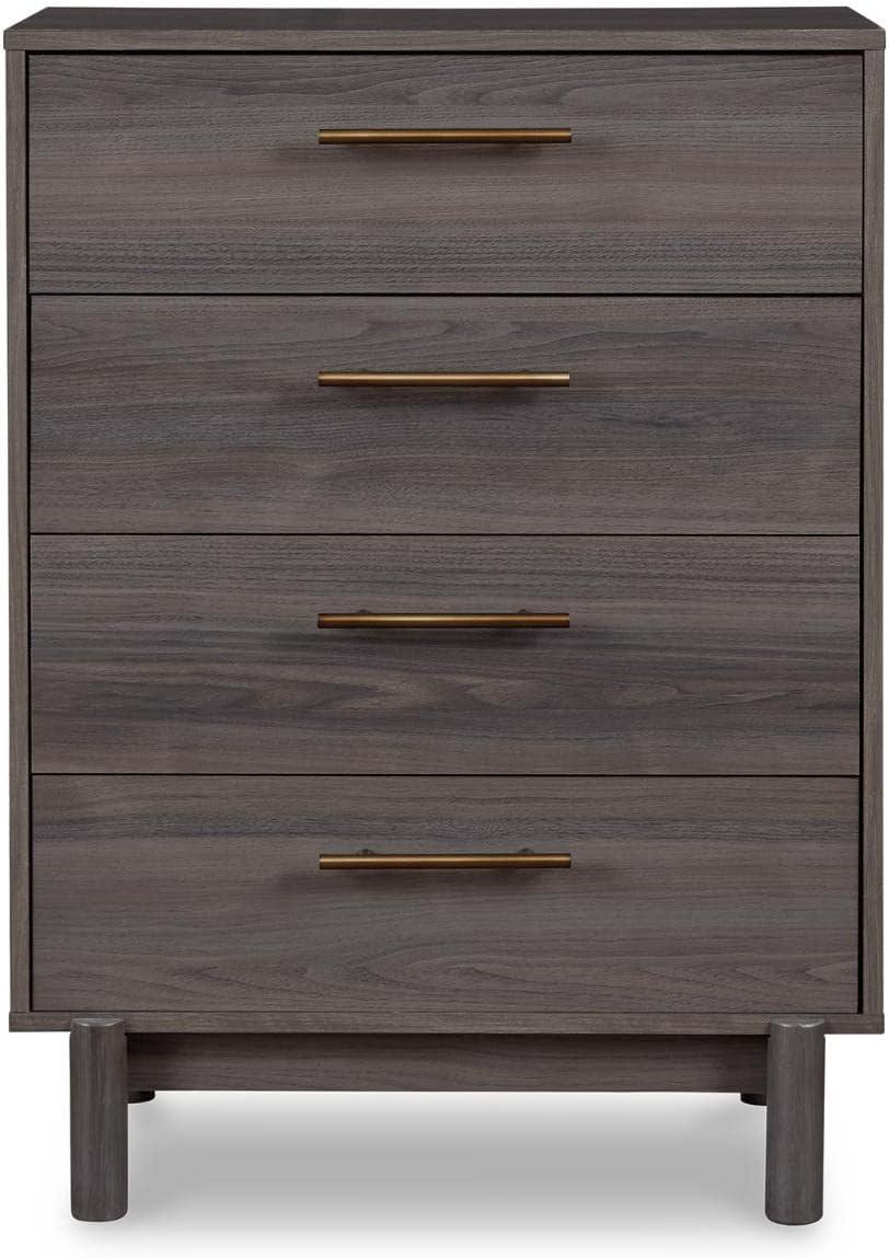 imageSignature Design by Ashley Calverson Contemporary 6 Drawer Dresser with Burnished Goldtone Pulls Dark BrownBrownish Gray