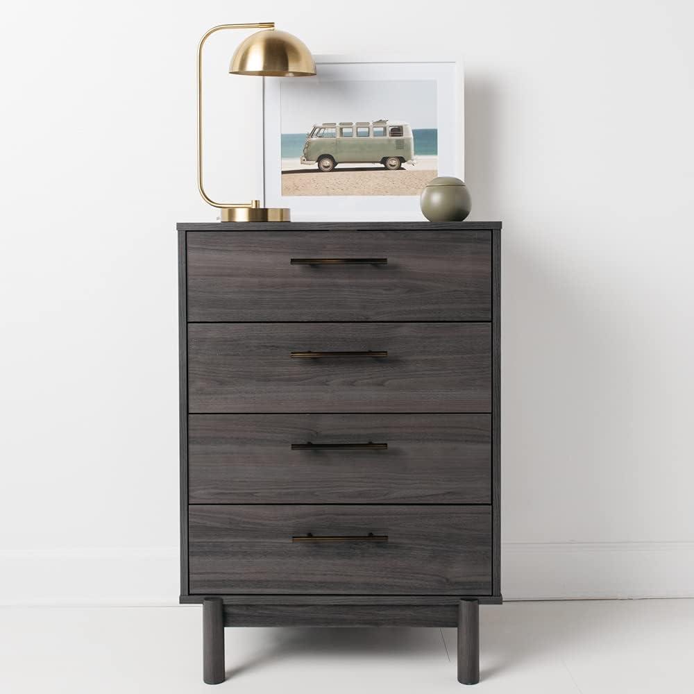 imageSignature Design by Ashley Calverson Contemporary 6 Drawer Dresser with Burnished Goldtone Pulls Dark BrownBrownish Gray