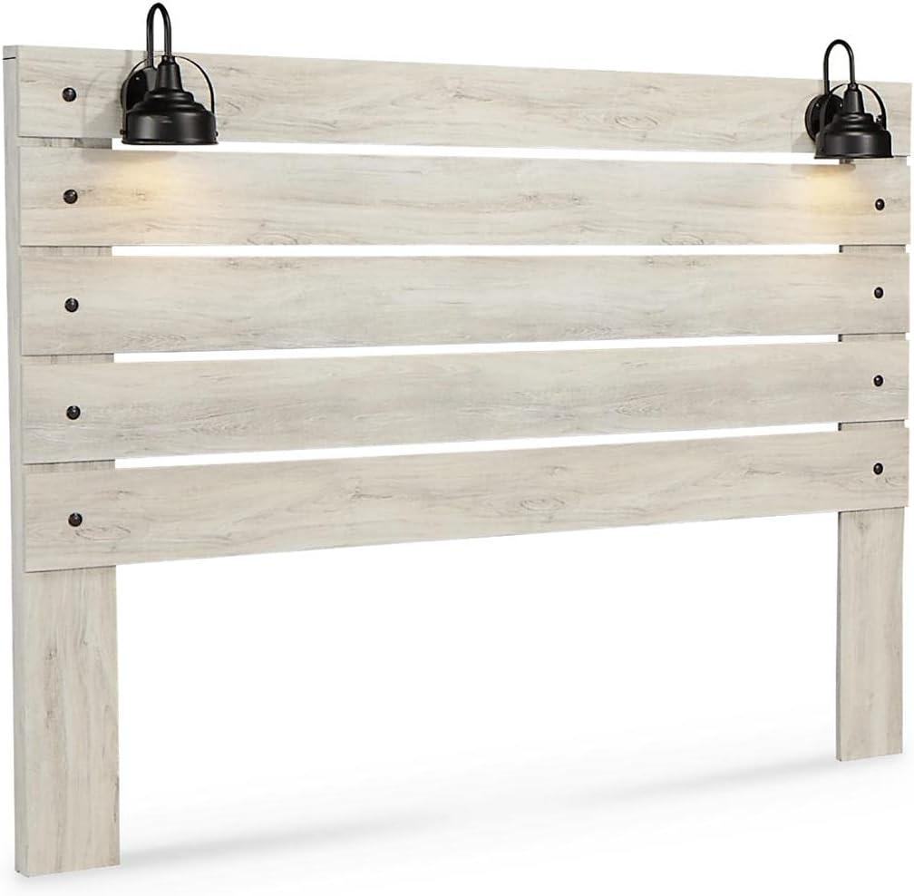 imageSignature Design by Ashley Cambeck Farmhouse Panel Headboard ONLY with USB Charging Stations King WhitewashKing