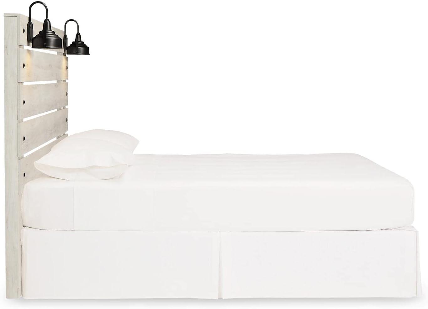 imageSignature Design by Ashley Cambeck Farmhouse Panel Headboard ONLY with USB Charging Stations King WhitewashKing