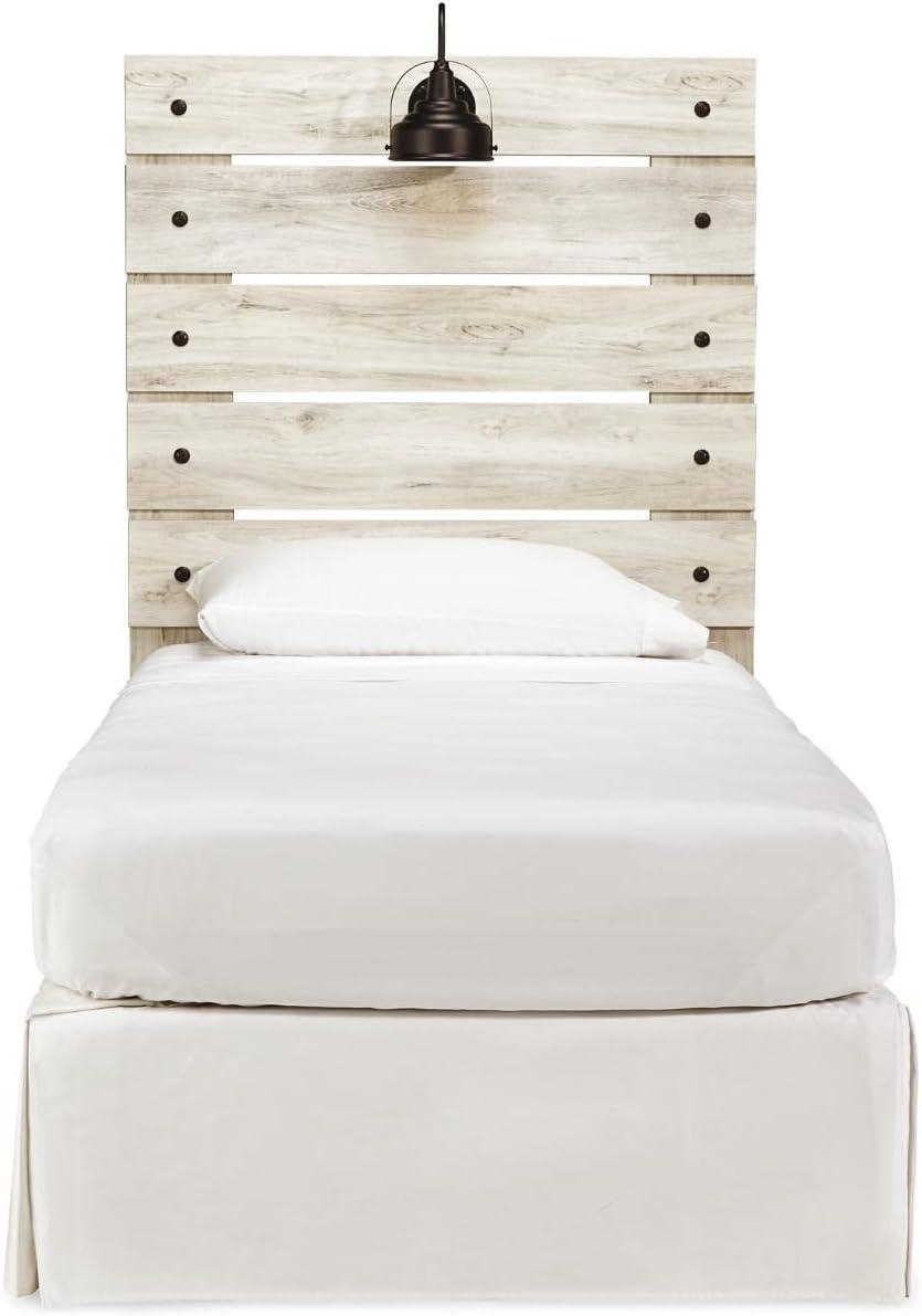 imageSignature Design by Ashley Cambeck Farmhouse Panel Headboard ONLY with USB Charging Stations King WhitewashTwin