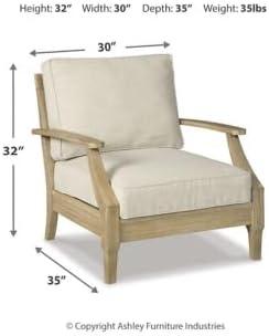 imageSignature Design by Ashley Carter Hall Outdoor Eucalyptus Wood Patio Sofa Cushioned with UVResistant Nuvella Fabric 5Step Protective Finish BeigeBeige