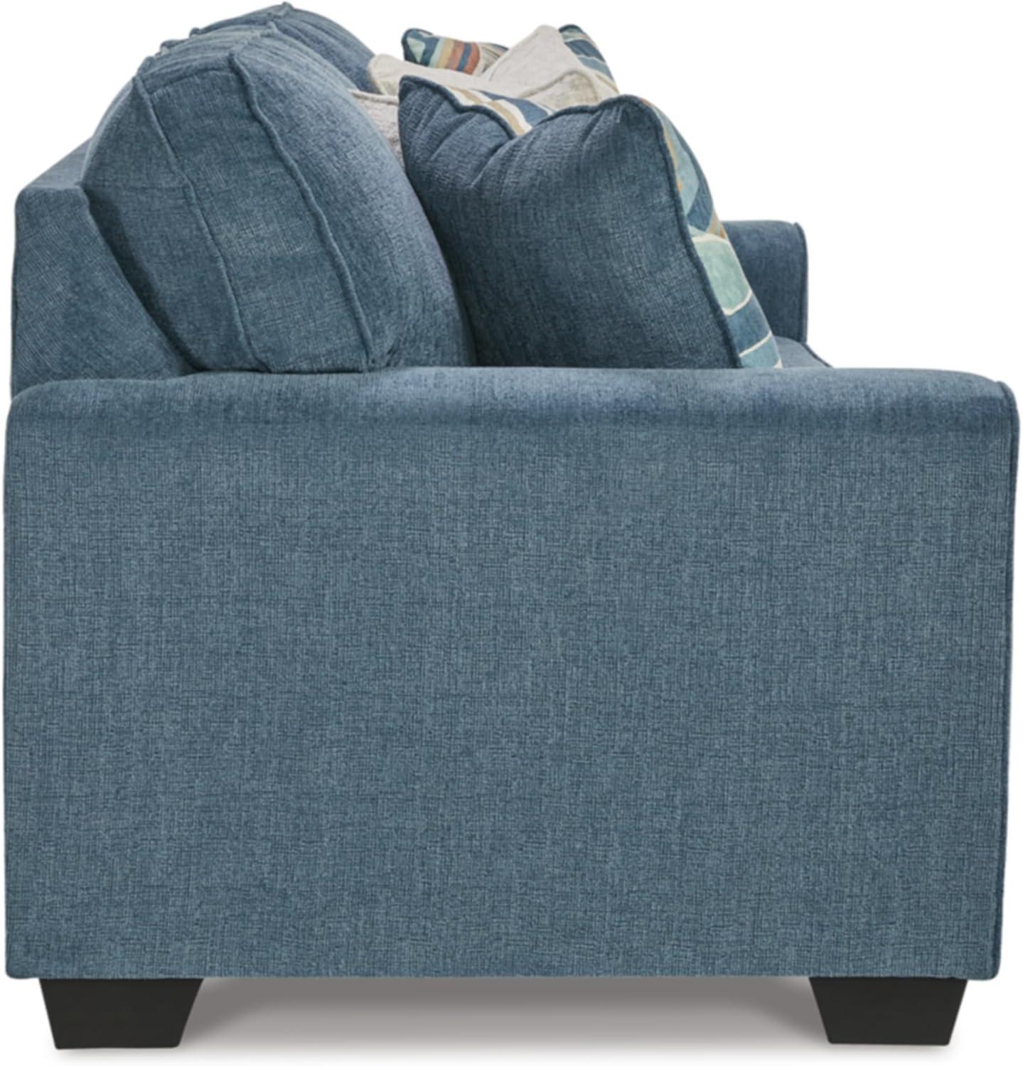 imageSignature Design by Ashley Cashton Casual 2in1 Sofa Sleeper with Folding Gel Memory Foam Mattress Queen BlueBlue