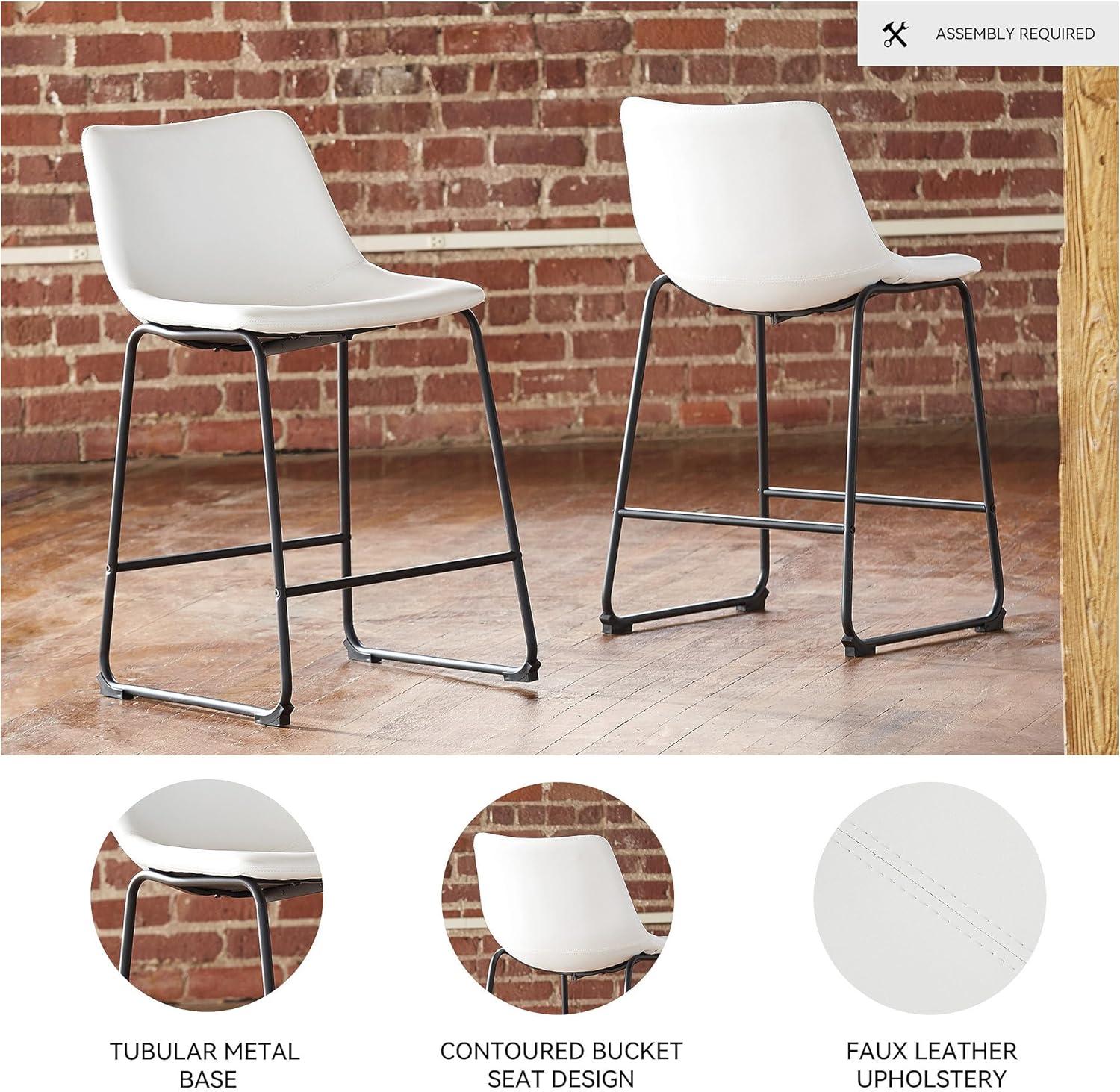 imageSignature Design by Ashley Centiar 24quot Counter Height Modern Bucket Barstool 2 Count BrownWhite