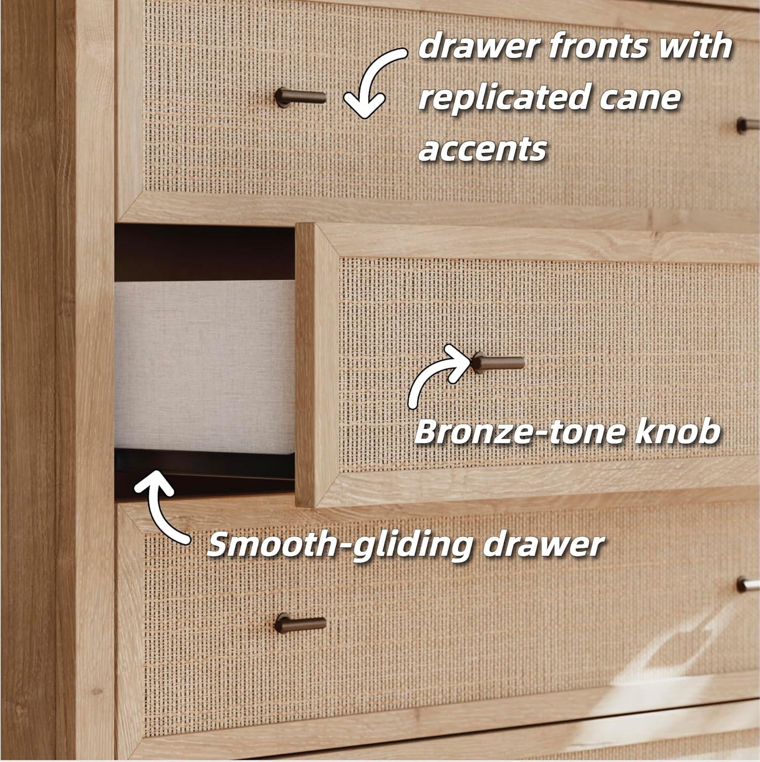 imageSignature Design by Ashley Cielden Farmhouse 1 Drawer Nightstand with Open Shelf LED Lights Wireless Charging and USB Ports 25quot Tall Light BrownLight Brown