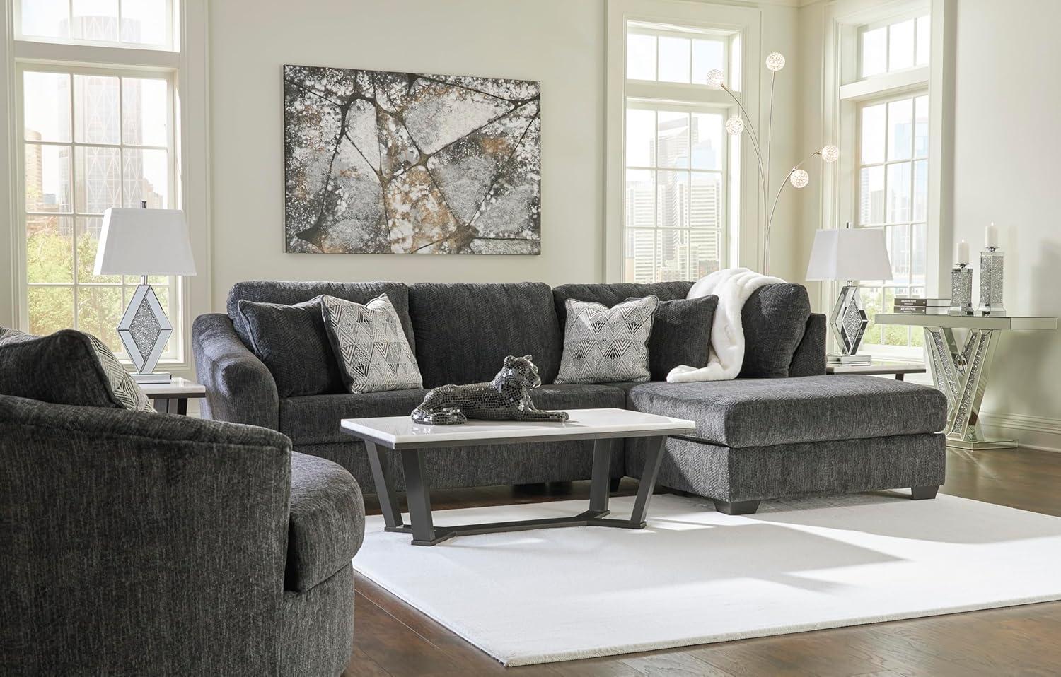 imageSignature Design by Ashley Creswell Transitional Round Upholstered Oversized Swivel Accent Chair GrayDark Gray