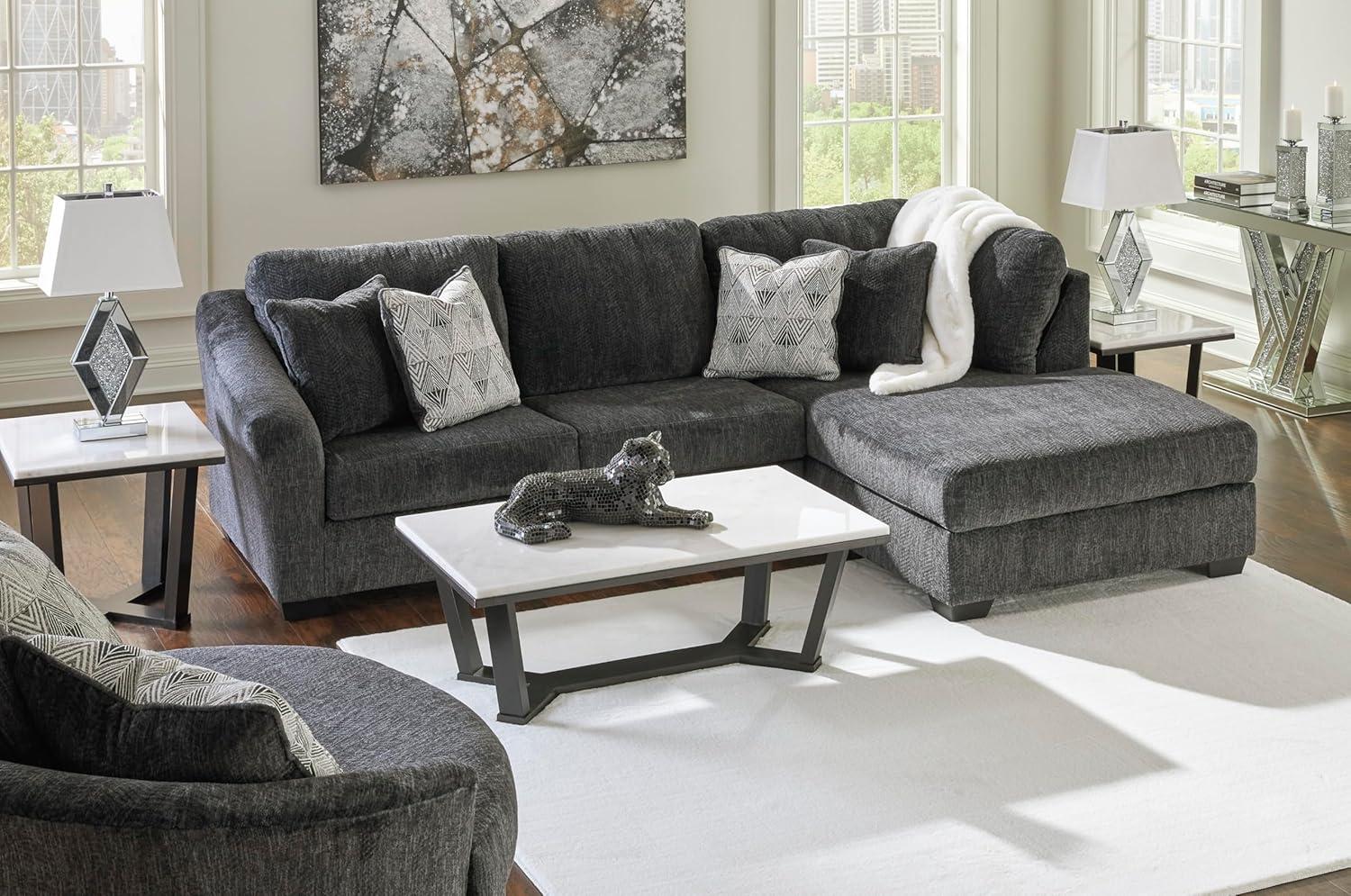 imageSignature Design by Ashley Creswell Transitional Round Upholstered Oversized Swivel Accent Chair GrayDark Gray