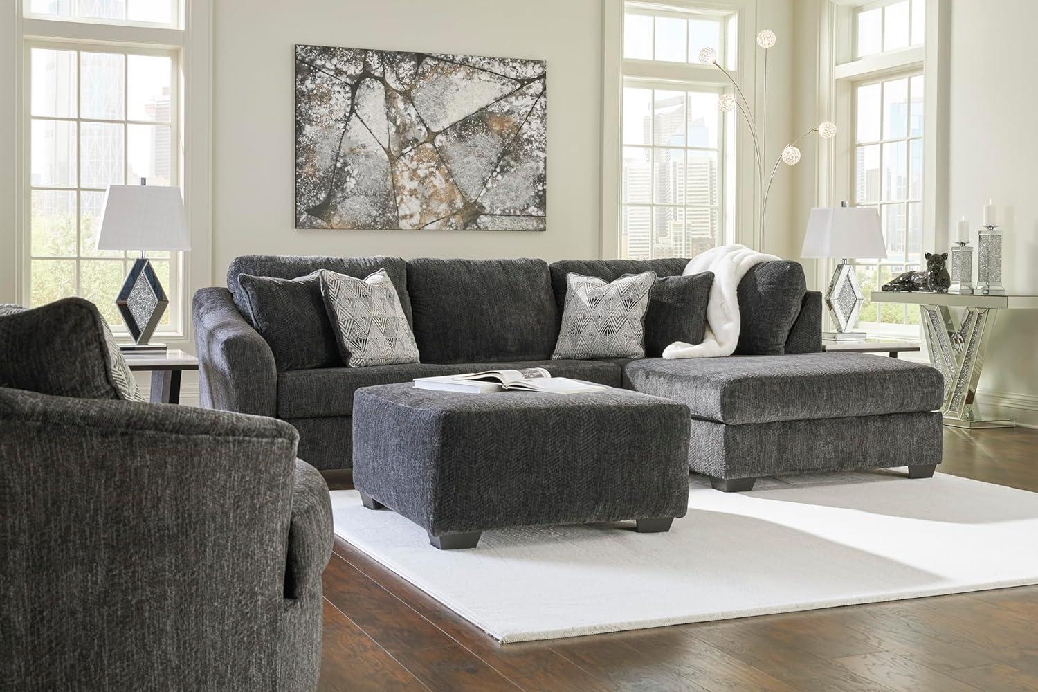 imageSignature Design by Ashley Creswell Transitional Round Upholstered Oversized Swivel Accent Chair GrayDark Gray