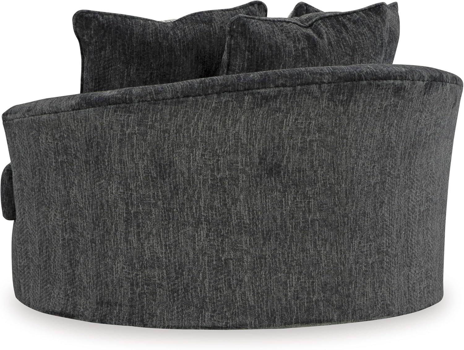 imageSignature Design by Ashley Creswell Transitional Round Upholstered Oversized Swivel Accent Chair GrayDark Gray