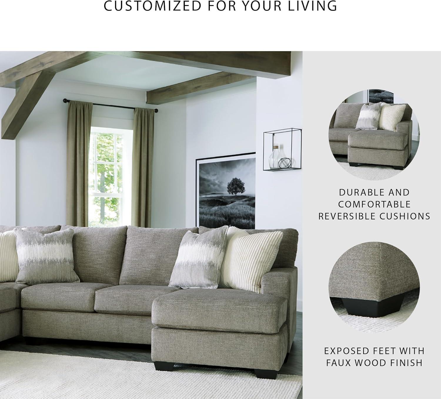 imageSignature Design by Ashley Creswell Transitional Round Upholstered Oversized Swivel Accent Chair GrayGrayish