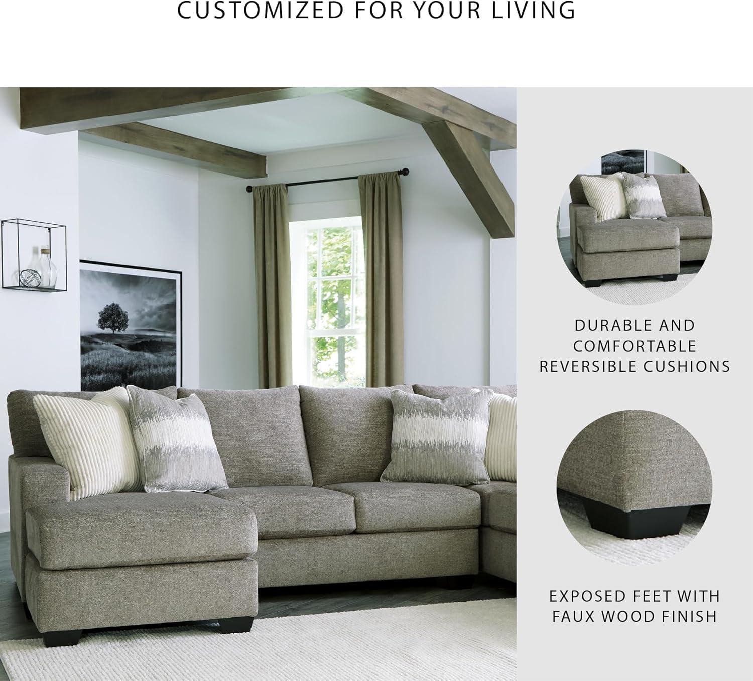 imageSignature Design by Ashley Creswell Transitional Round Upholstered Oversized Swivel Accent Chair GrayGrayish