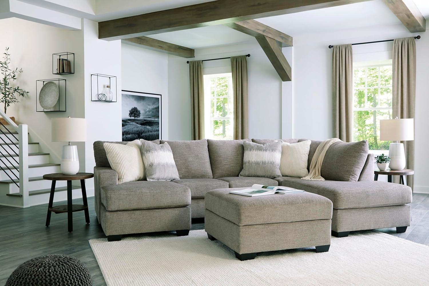 imageSignature Design by Ashley Creswell Transitional Round Upholstered Oversized Swivel Accent Chair GrayGrayish