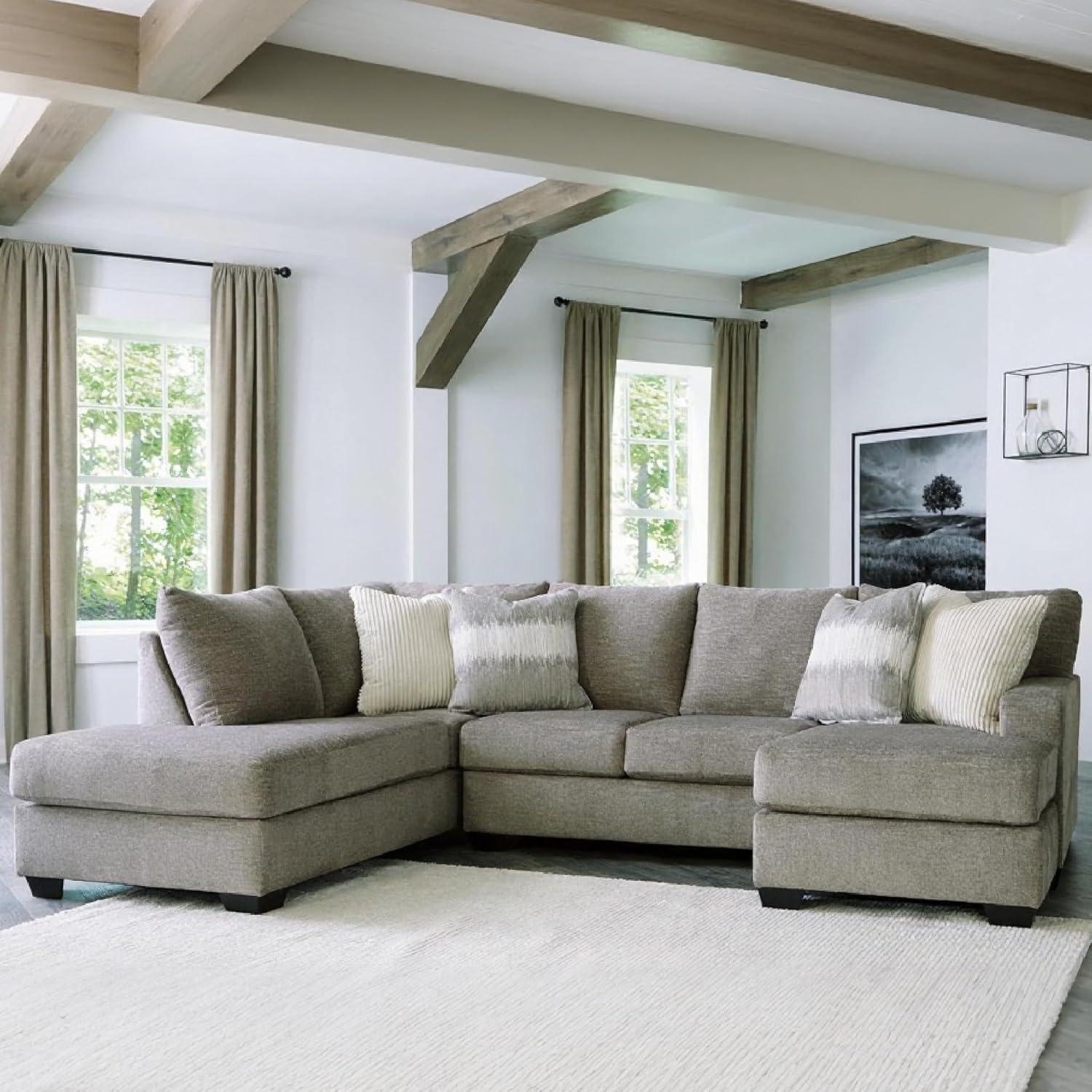 imageSignature Design by Ashley Creswell Transitional Round Upholstered Oversized Swivel Accent Chair GrayGrayish