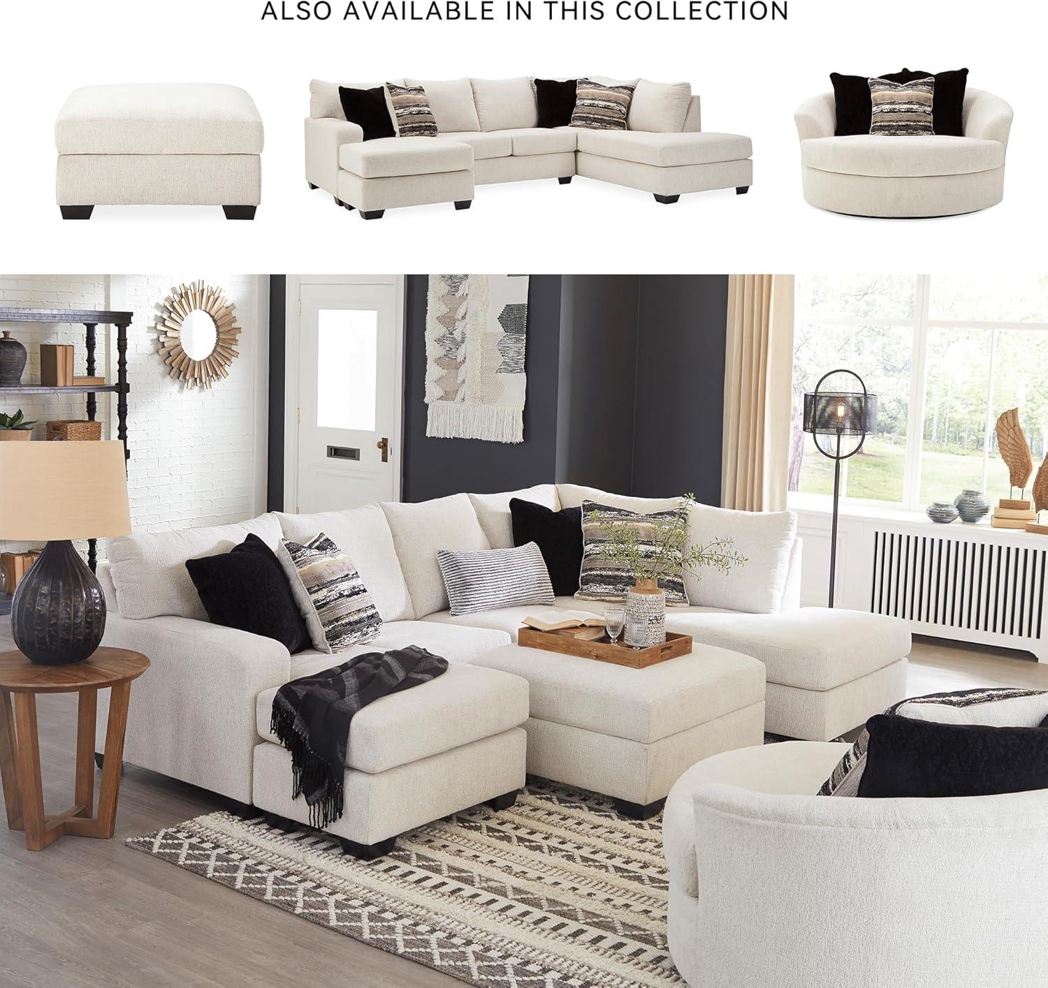 imageSignature Design by Ashley Creswell Transitional Round Upholstered Oversized Swivel Accent Chair GrayWhite