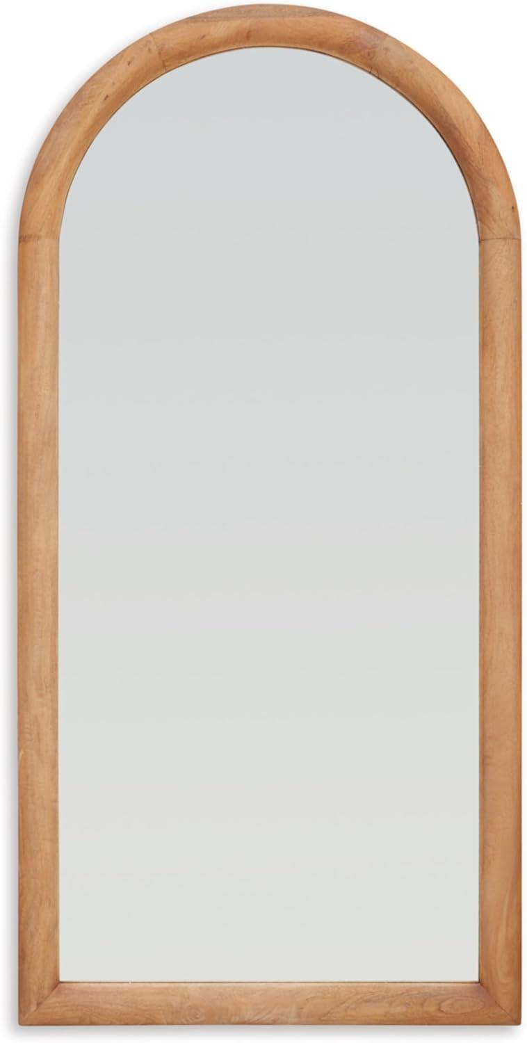 imageSignature Design by Ashley Dairville Casual Arched Full Length Wood Floor Mirror Light Brown