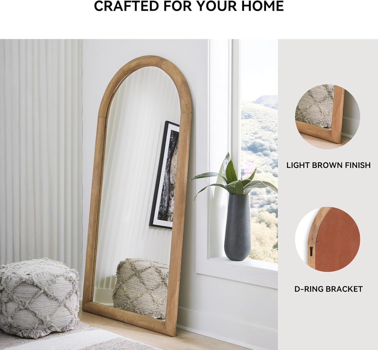 imageSignature Design by Ashley Dairville Casual Arched Full Length Wood Floor Mirror Light Brown