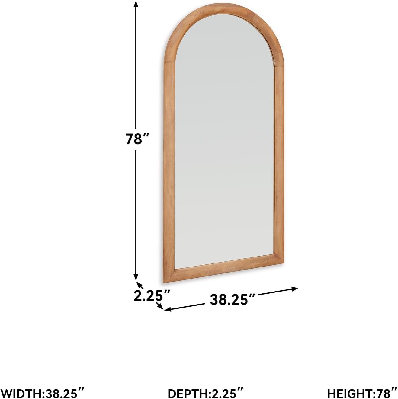 imageSignature Design by Ashley Dairville Casual Arched Full Length Wood Floor Mirror Light Brown