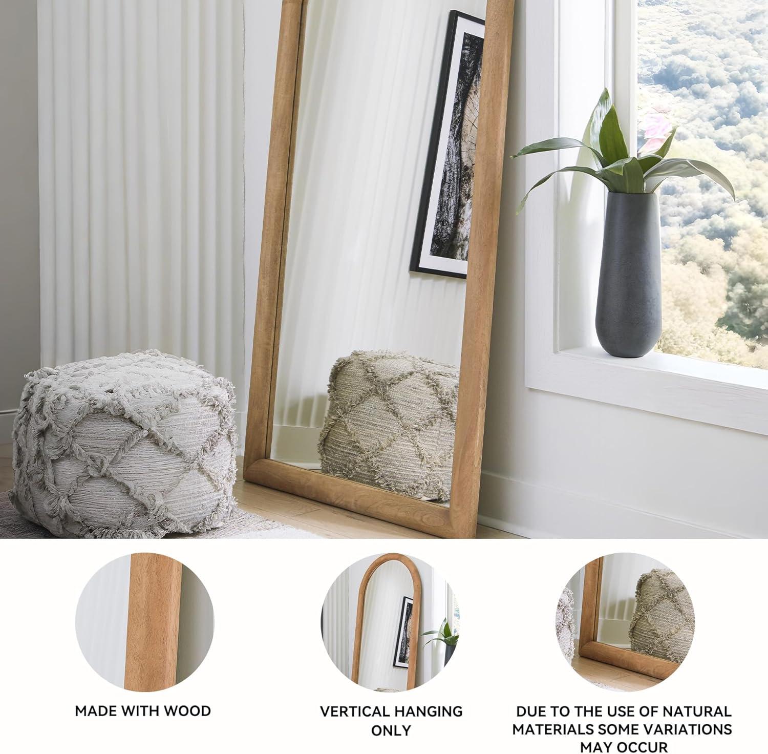 imageSignature Design by Ashley Dairville Casual Arched Full Length Wood Floor Mirror Light Brown