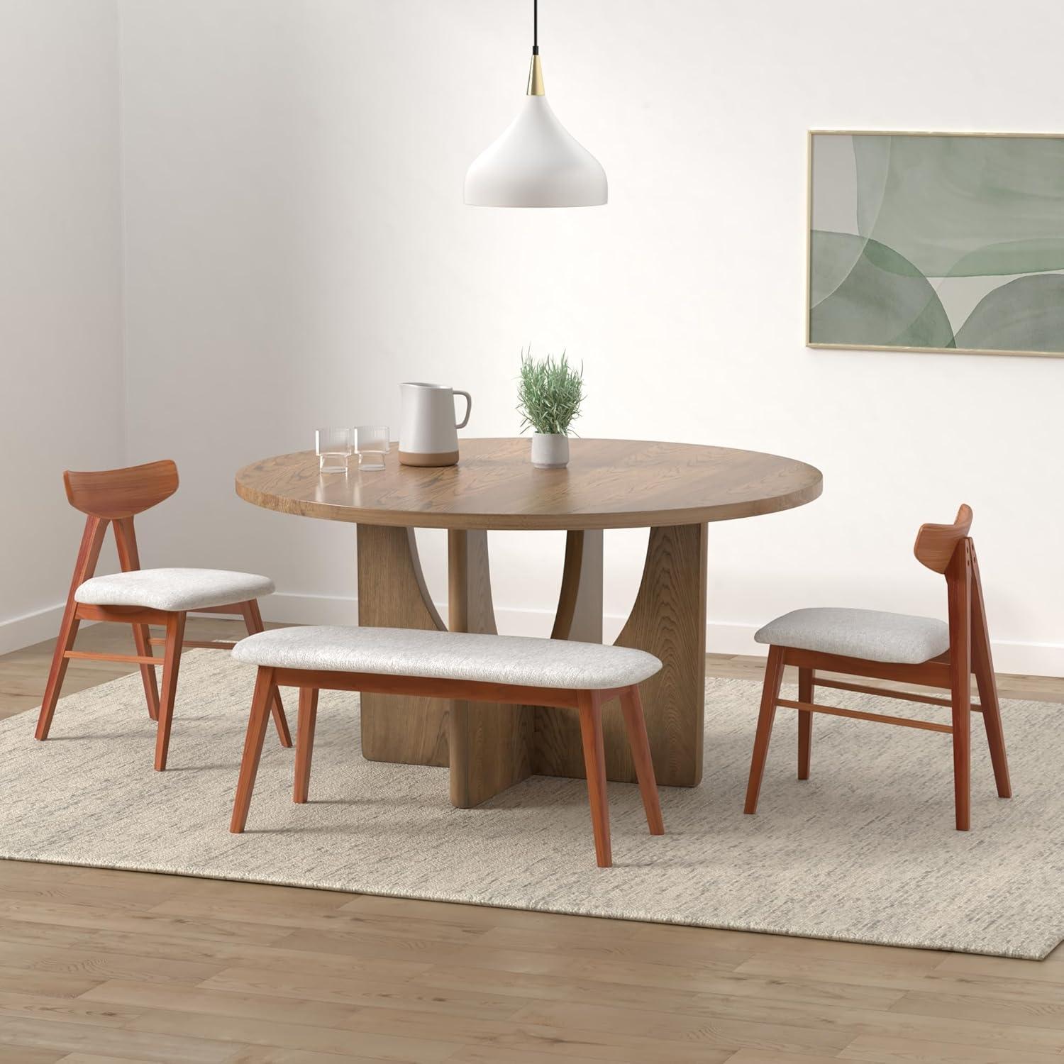 imageSignature Design by Ashley Dakmore Contemporary Dining Table with Geometric Base Light Brown
