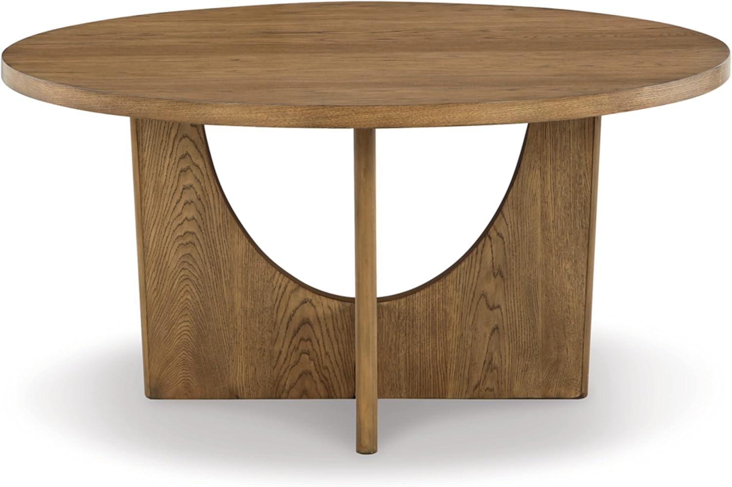 imageSignature Design by Ashley Dakmore Contemporary Dining Table with Geometric Base Light Brown