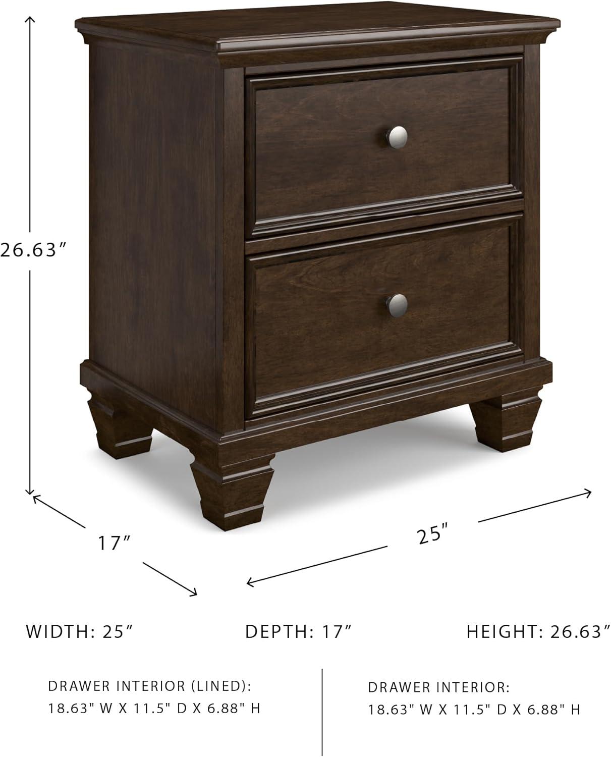 imageSignature Design by Ashley Danabrin Classic 2 Drawer Nightstand for Bedroom 2663quot Tall Dark BrownDark Brown
