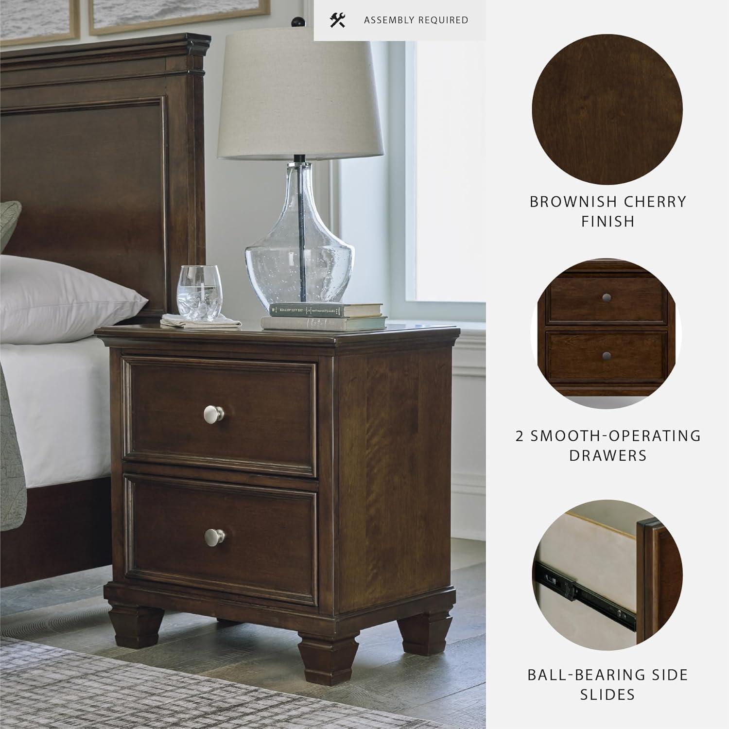 imageSignature Design by Ashley Danabrin Classic 2 Drawer Nightstand for Bedroom 2663quot Tall Dark BrownDark Brown
