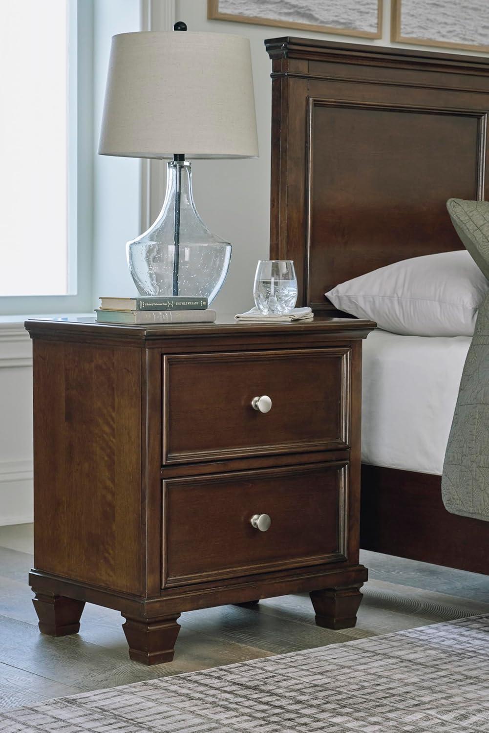 imageSignature Design by Ashley Danabrin Classic 2 Drawer Nightstand for Bedroom 2663quot Tall Dark BrownDark Brown