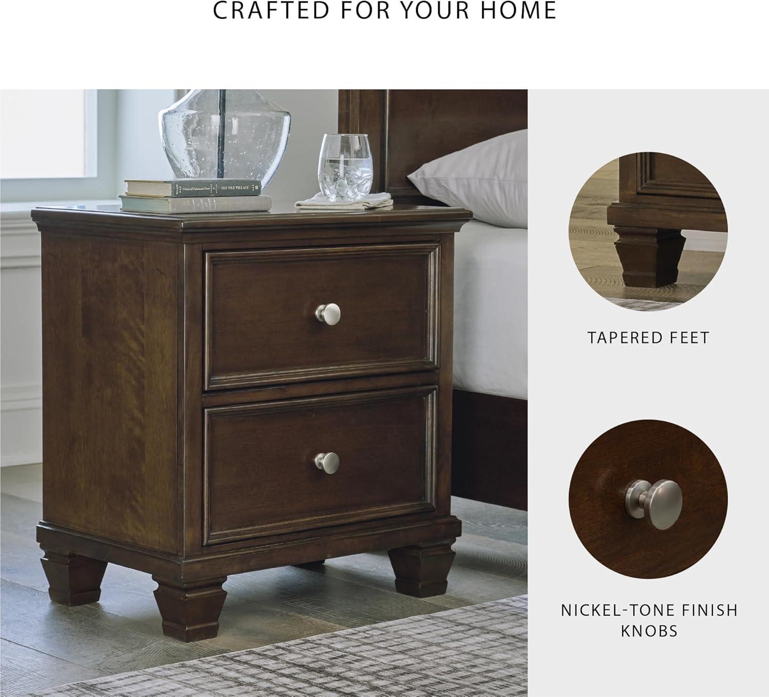imageSignature Design by Ashley Danabrin Classic 2 Drawer Nightstand for Bedroom 2663quot Tall Dark BrownDark Brown