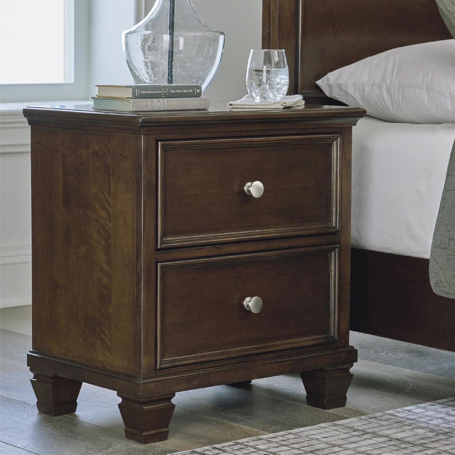 imageSignature Design by Ashley Danabrin Classic 2 Drawer Nightstand for Bedroom 2663quot Tall Dark BrownDark Brown
