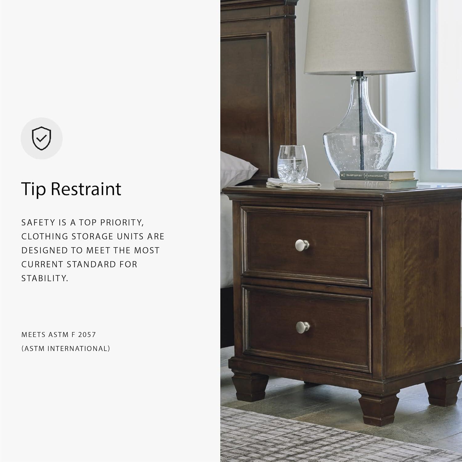 imageSignature Design by Ashley Danabrin Classic 2 Drawer Nightstand for Bedroom 2663quot Tall Dark BrownDark Brown