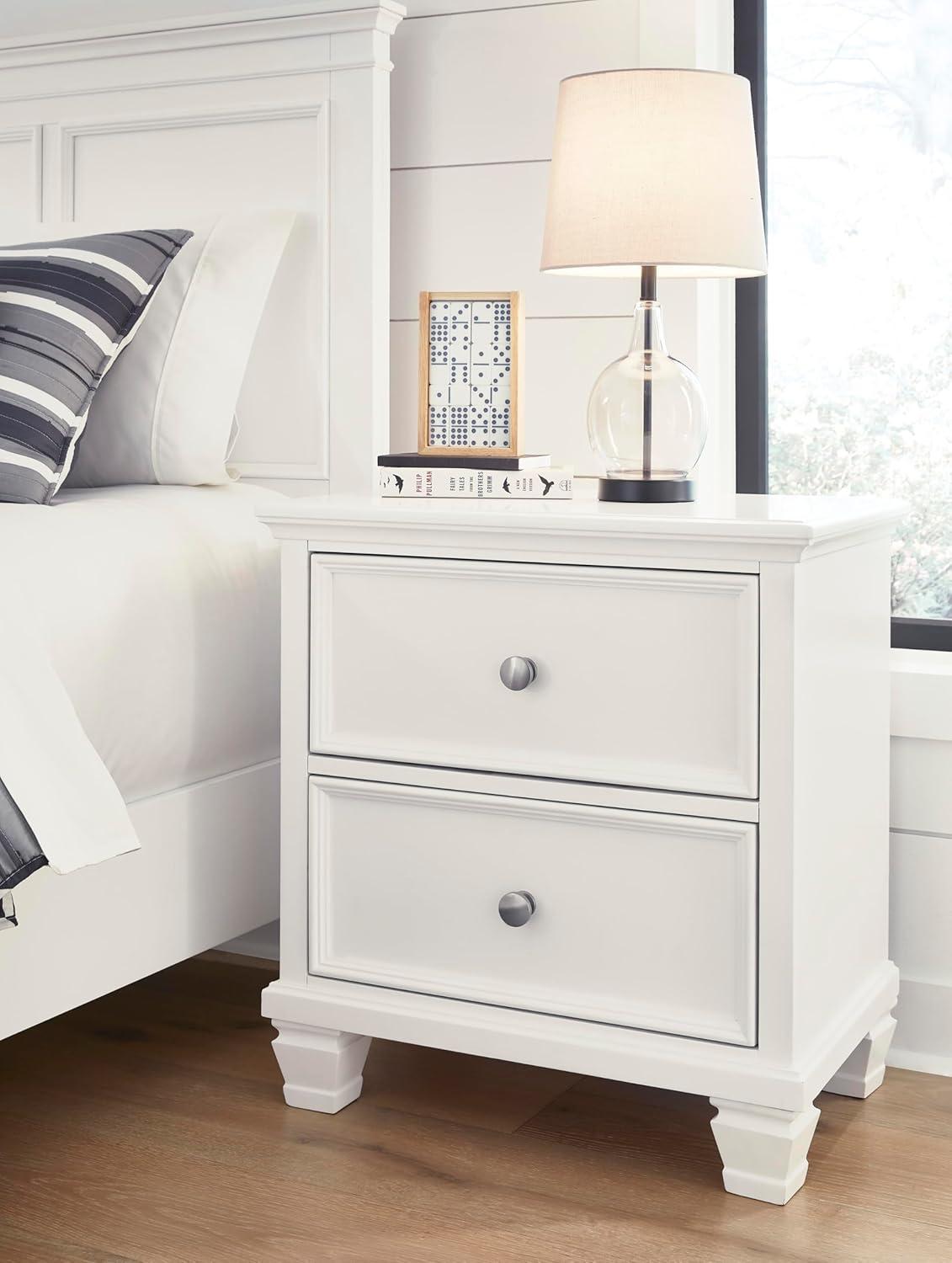 imageSignature Design by Ashley Danabrin Classic 2 Drawer Nightstand for Bedroom 2663quot Tall Dark BrownWhite