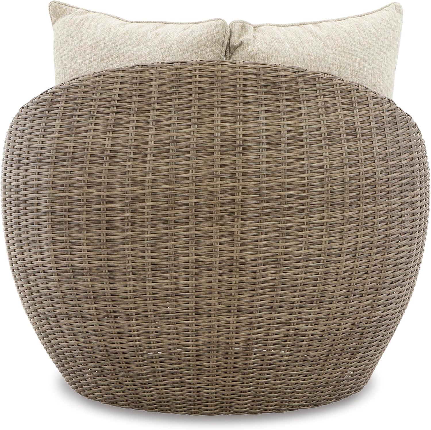 imageSignature Design by Ashley Danson Outdoor Lounge Chair with Cushion and 360Degree Swivel Set of 2 UVResistant Performance Fabric and Resin Wicker Light Brown