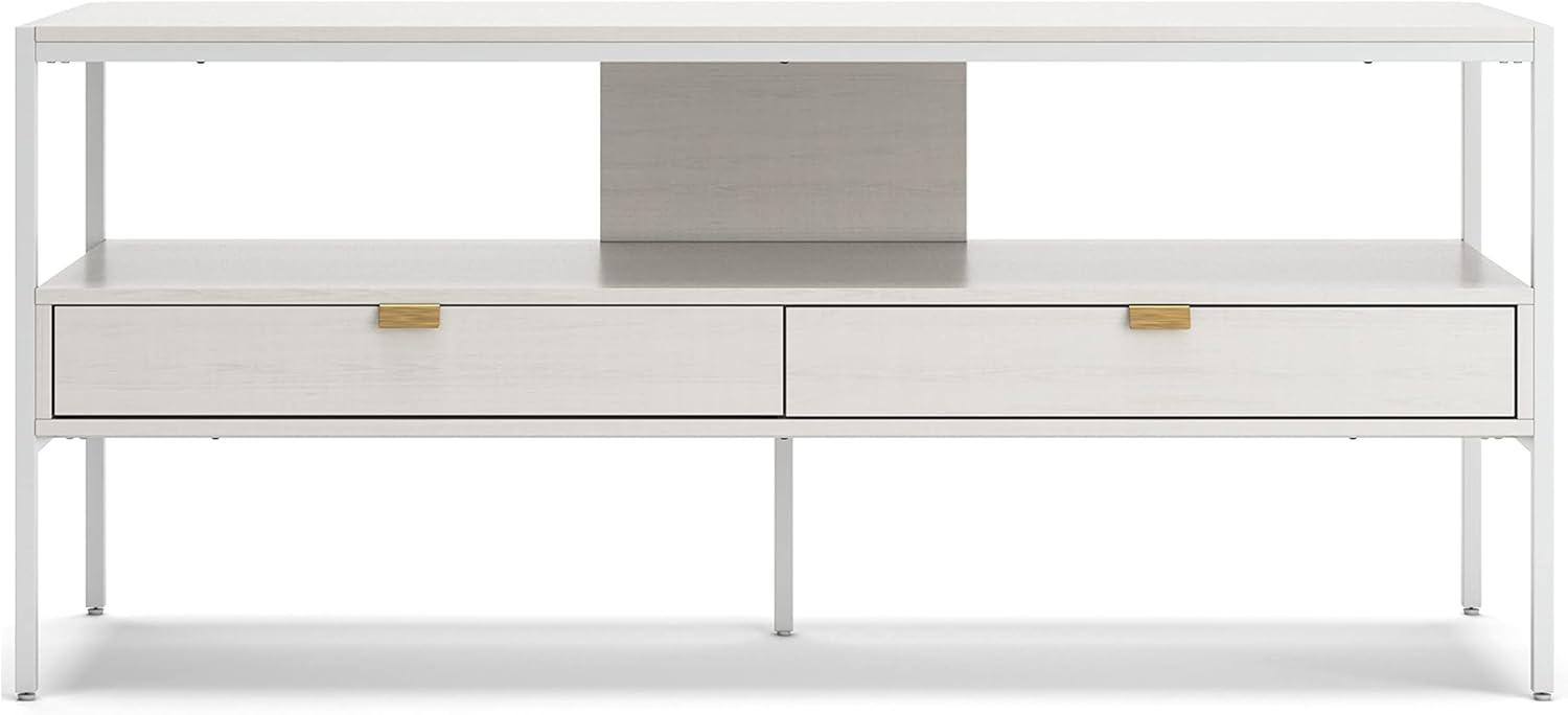 imageSignature Design by Ashley Deznee Modern Large TV Stand for TVs up to 69quot with 1 Shelf and 2 Drawers White