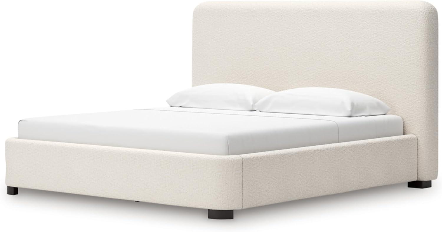 imageSignature Design by Ashley Dolante Modern Farmhouse ButtonTufted Upholstered Platform Bed King BeigeBeige