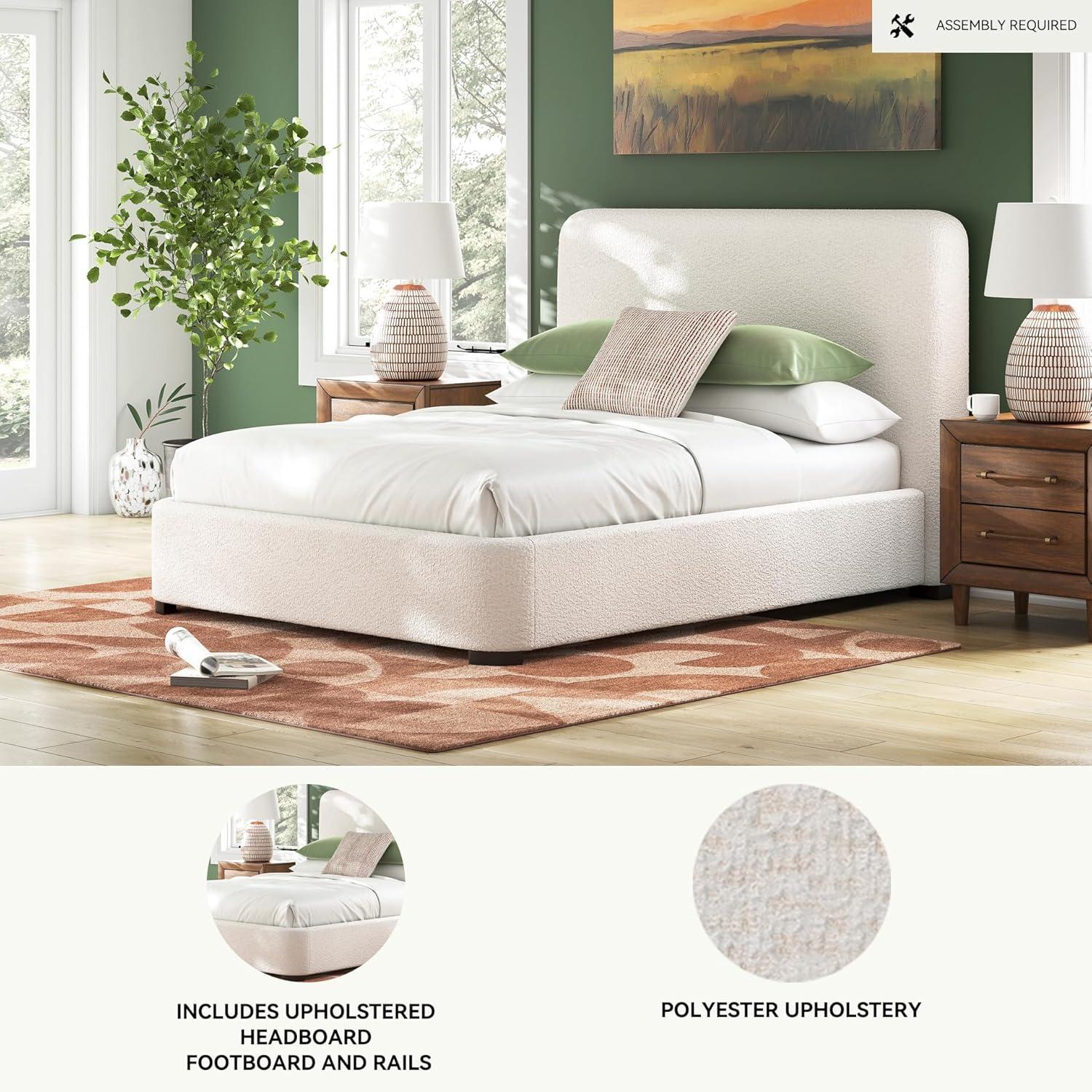 imageSignature Design by Ashley Dolante Modern Farmhouse ButtonTufted Upholstered Platform Bed King BeigeBeige