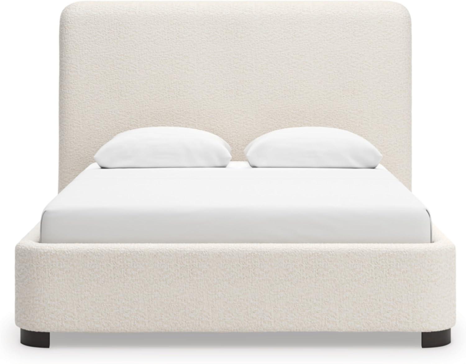 imageSignature Design by Ashley Dolante Modern Farmhouse ButtonTufted Upholstered Platform Bed King BeigeBeige