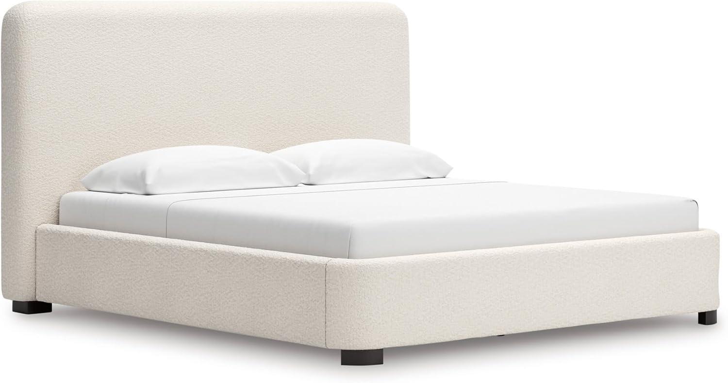 imageSignature Design by Ashley Dolante Modern Farmhouse ButtonTufted Upholstered Platform Bed King BeigeBeige