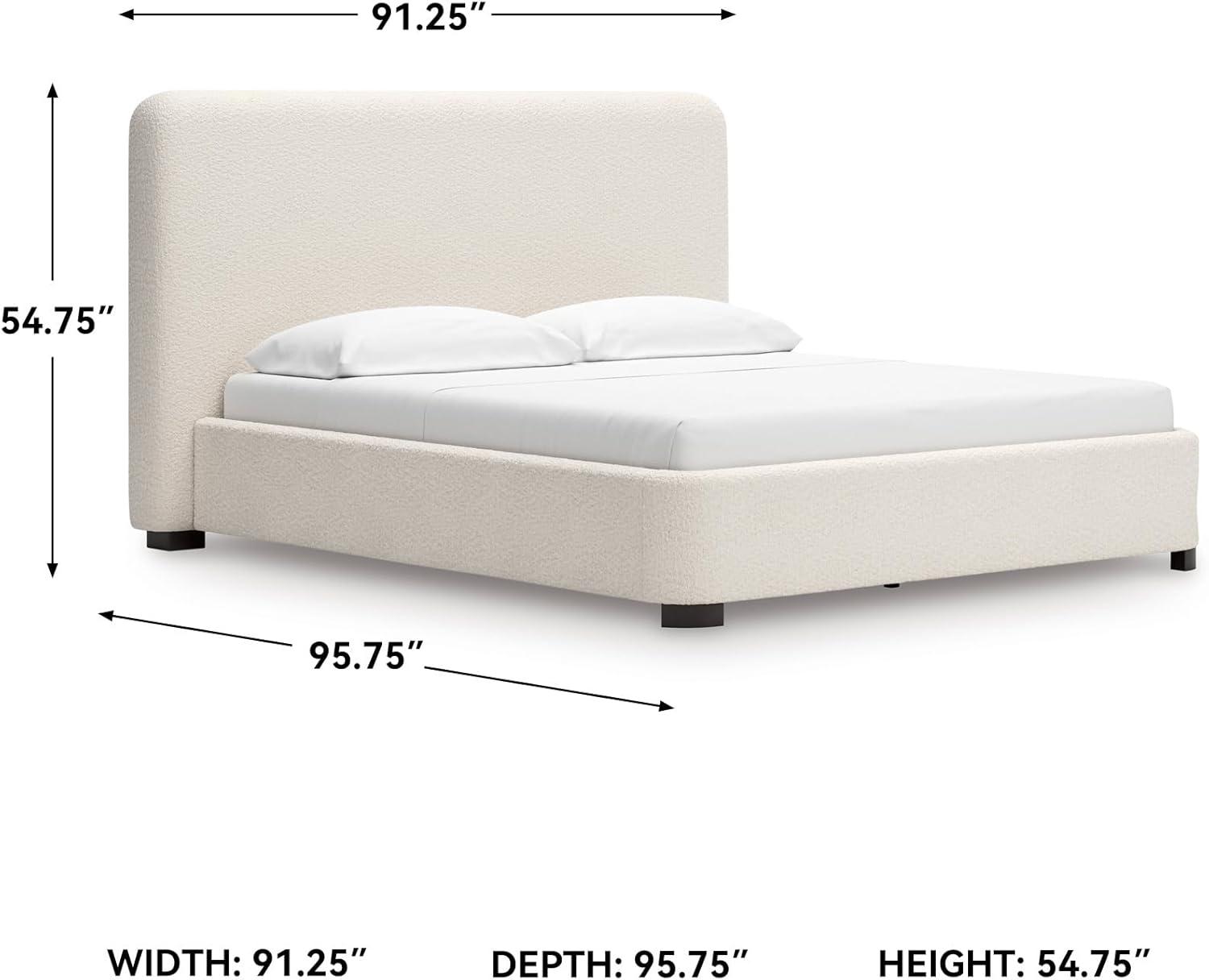 imageSignature Design by Ashley Dolante Modern Farmhouse ButtonTufted Upholstered Platform Bed King BeigeBeige