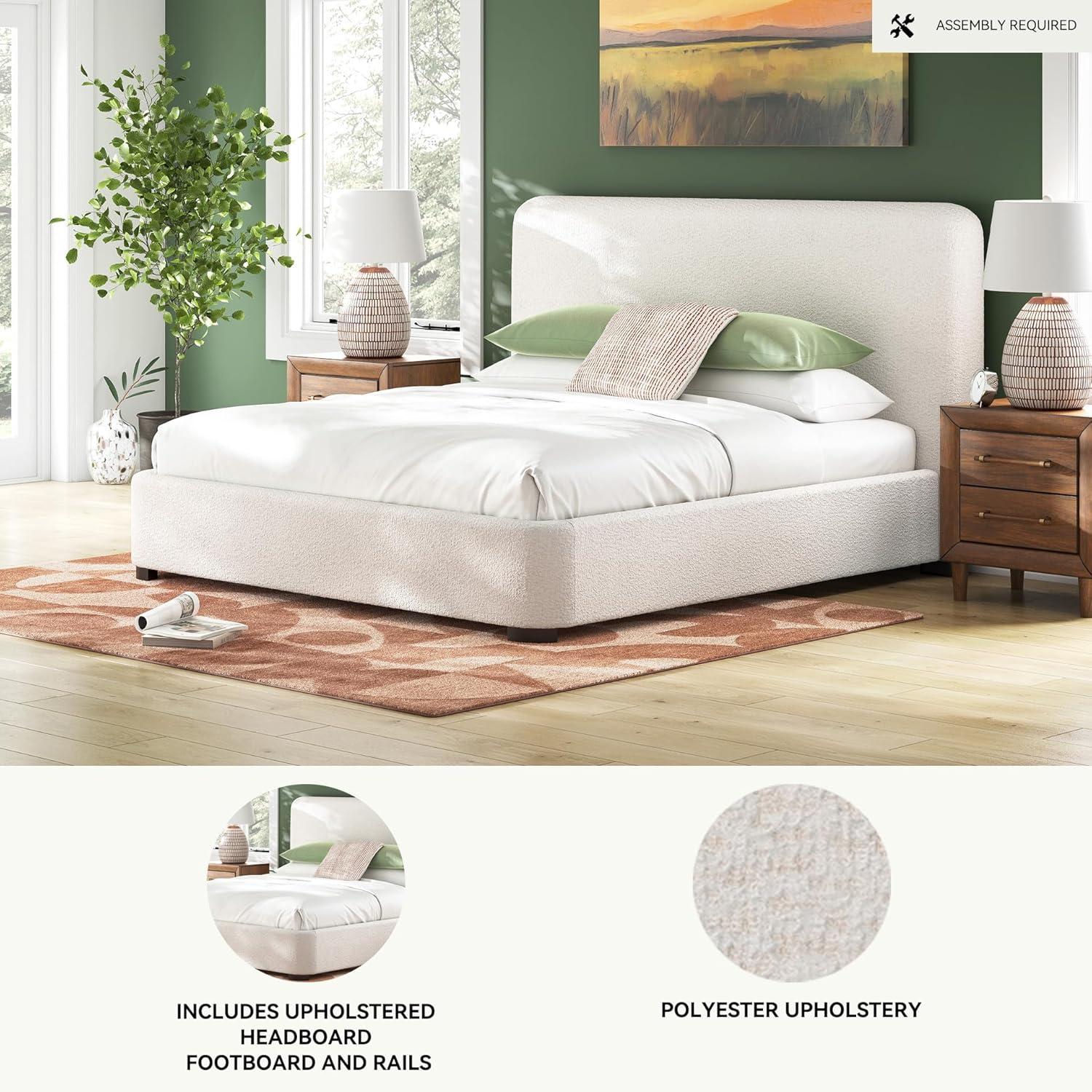 imageSignature Design by Ashley Dolante Modern Farmhouse ButtonTufted Upholstered Platform Bed King BeigeBeige