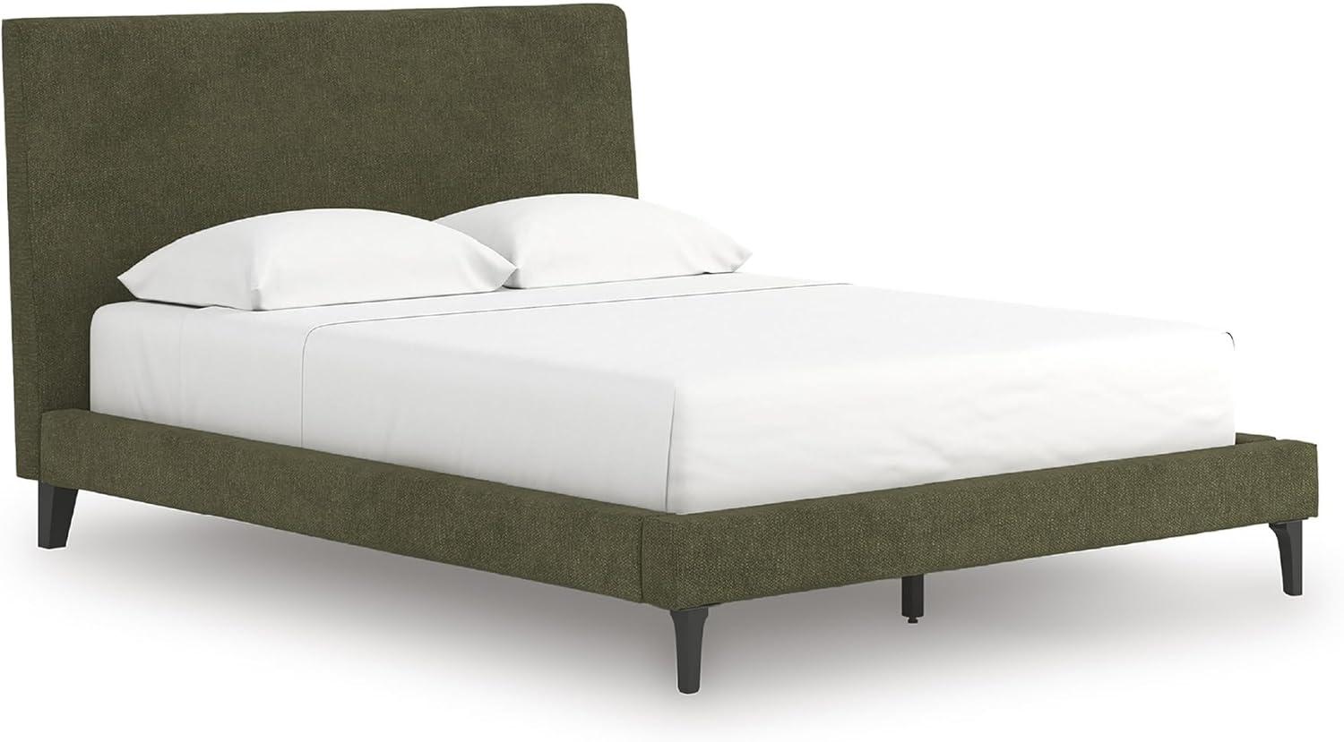 imageSignature Design by Ashley Dolante Modern Farmhouse ButtonTufted Upholstered Platform Bed King BeigeSage Green
