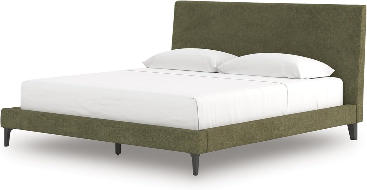 imageSignature Design by Ashley Dolante Modern Farmhouse ButtonTufted Upholstered Platform Bed King BeigeSage Green