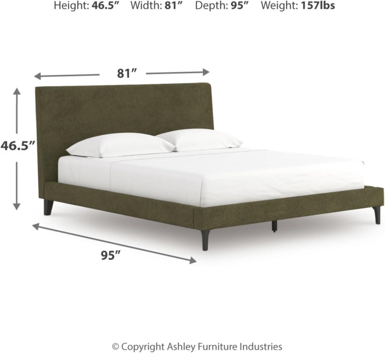 imageSignature Design by Ashley Dolante Modern Farmhouse ButtonTufted Upholstered Platform Bed King BeigeSage Green