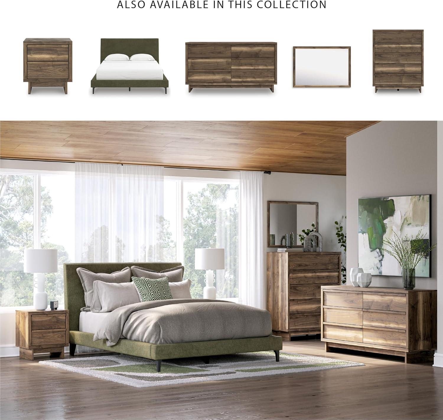 imageSignature Design by Ashley Dolante Modern Farmhouse ButtonTufted Upholstered Platform Bed King BeigeSage Green