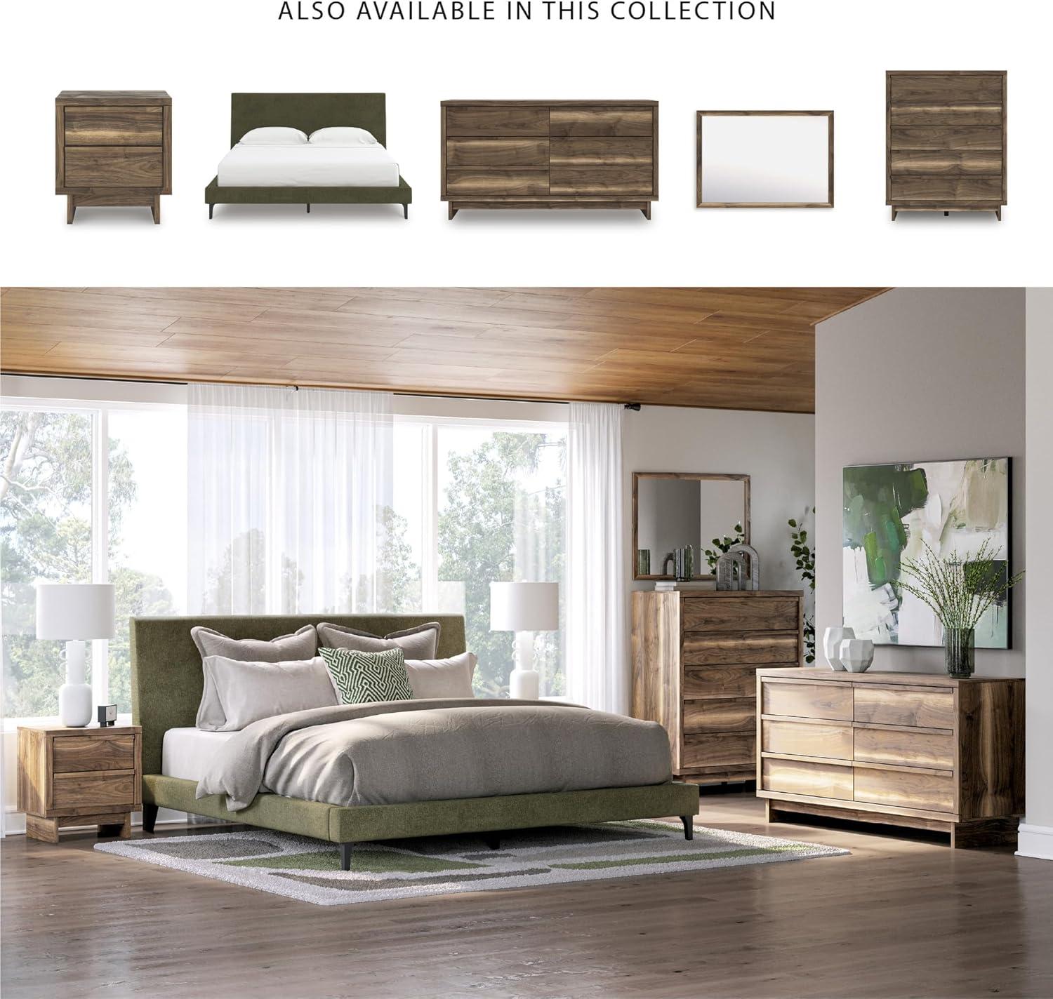 imageSignature Design by Ashley Dolante Modern Farmhouse ButtonTufted Upholstered Platform Bed King BeigeSage Green