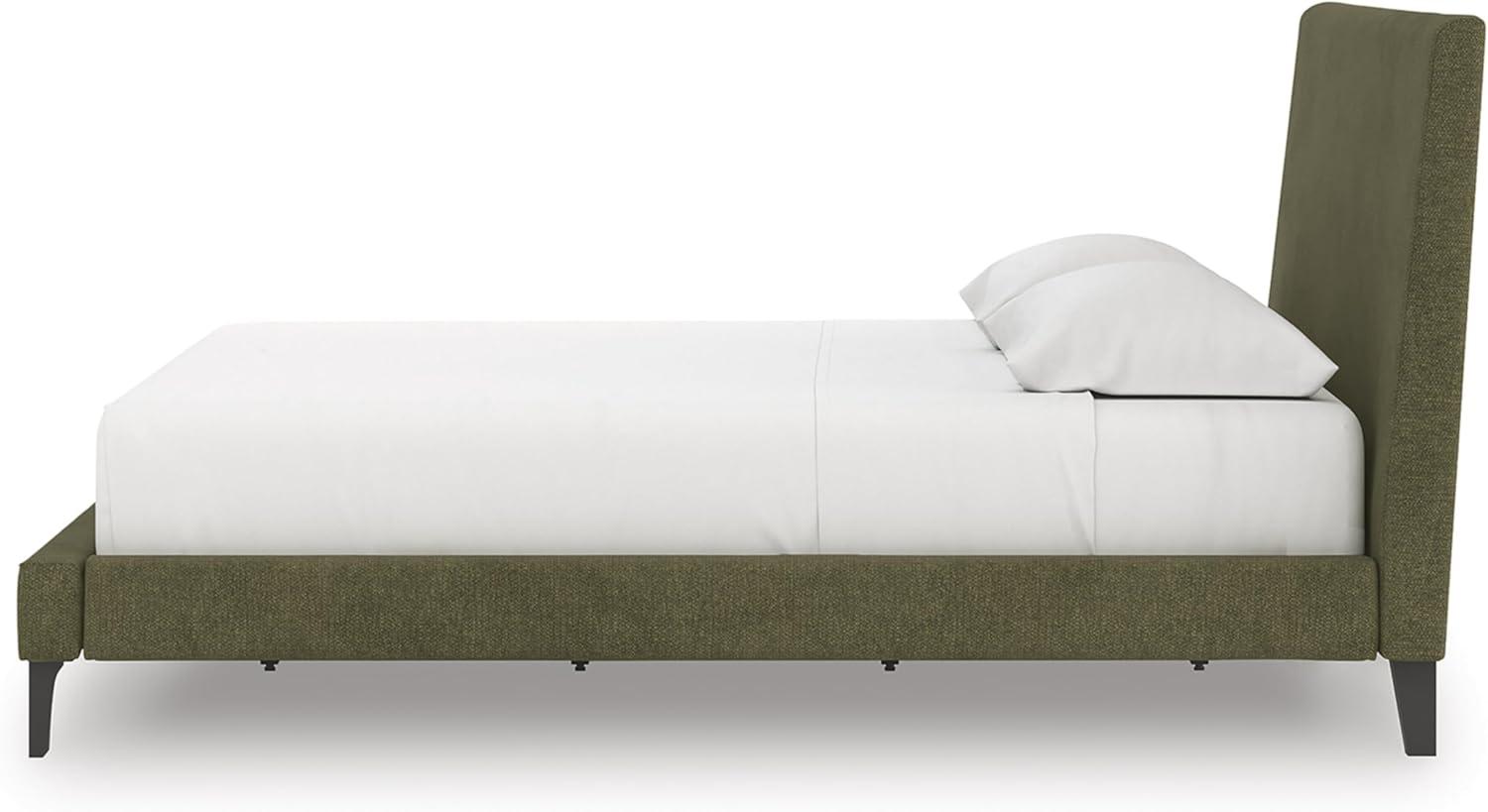 imageSignature Design by Ashley Dolante Modern Farmhouse ButtonTufted Upholstered Platform Bed King BeigeSage Green