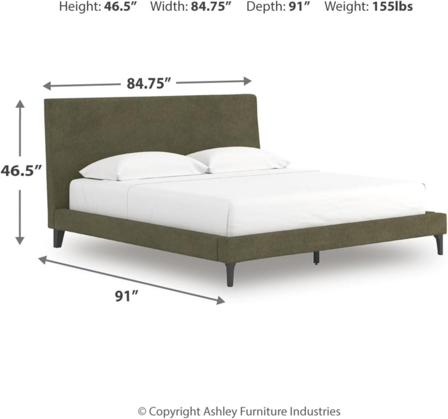 imageSignature Design by Ashley Dolante Modern Farmhouse ButtonTufted Upholstered Platform Bed King BeigeSage Green