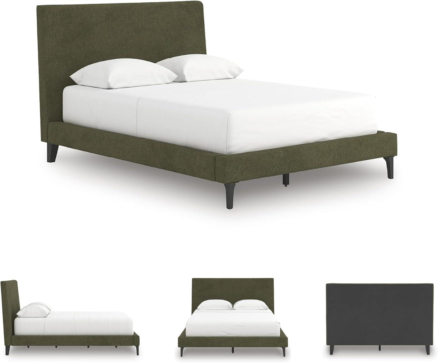 imageSignature Design by Ashley Dolante Modern Farmhouse ButtonTufted Upholstered Platform Bed King BeigeSage Green