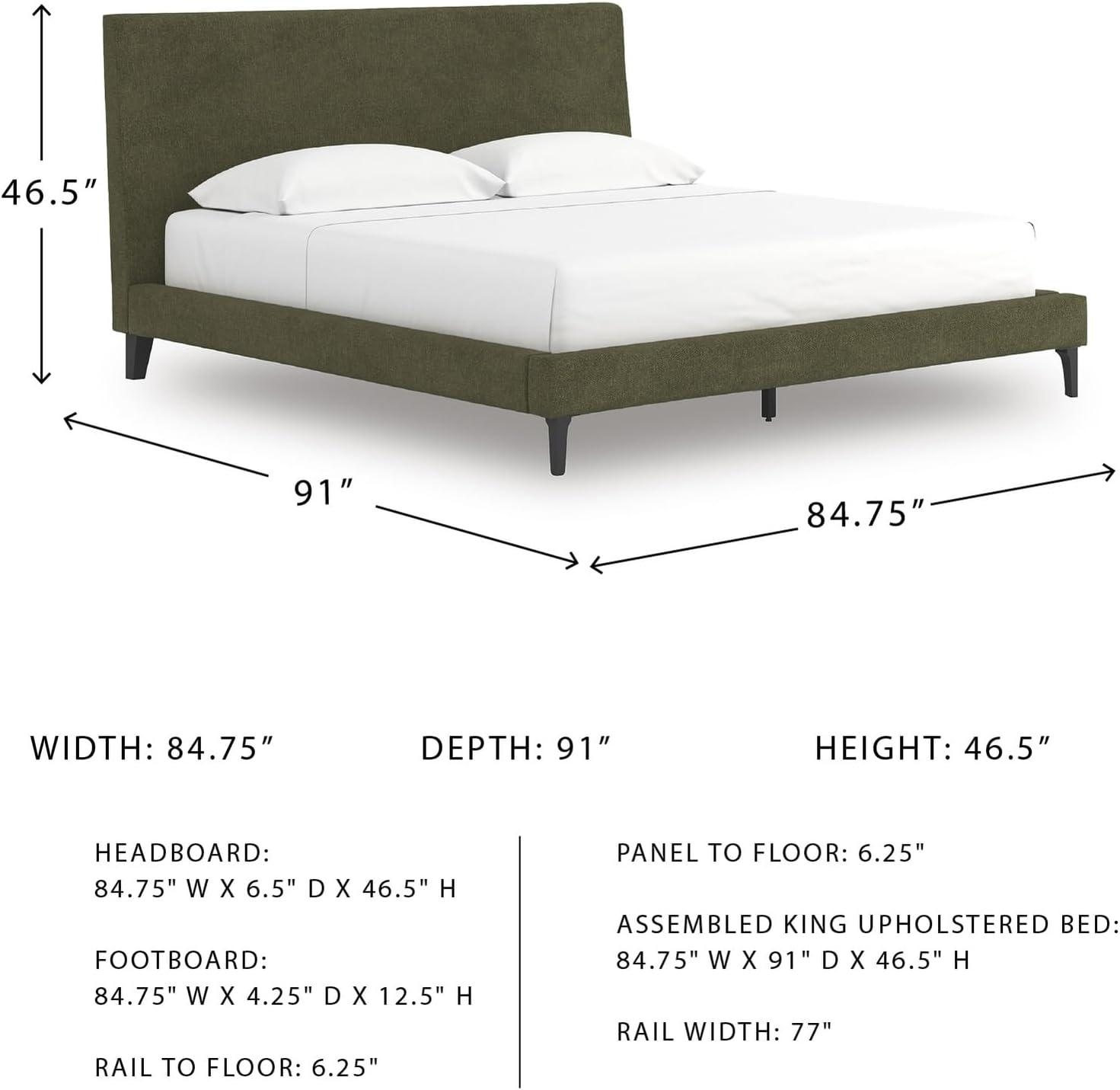 imageSignature Design by Ashley Dolante Modern Farmhouse ButtonTufted Upholstered Platform Bed King BeigeSage Green