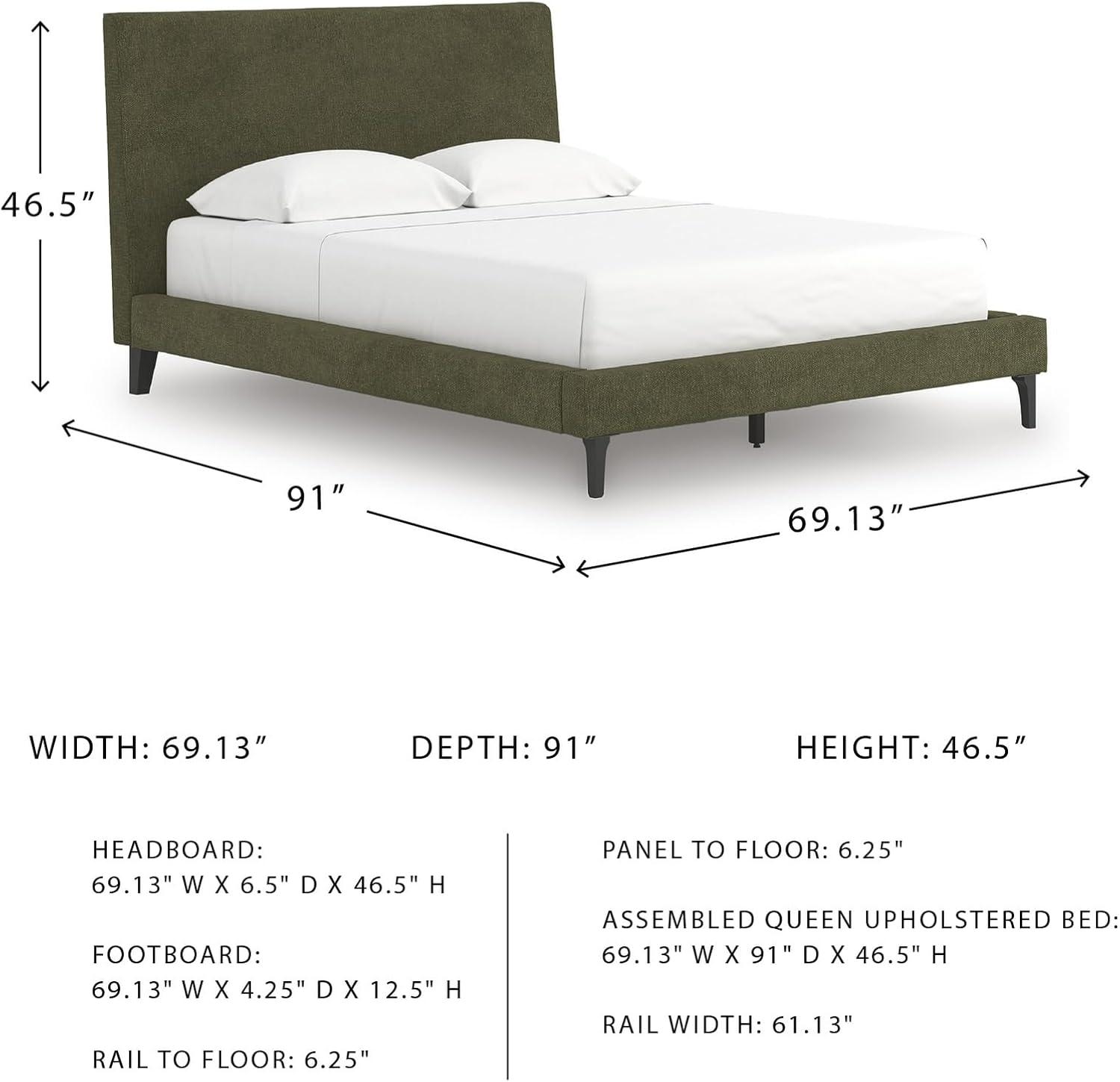 imageSignature Design by Ashley Dolante Modern Farmhouse ButtonTufted Upholstered Platform Bed King BeigeSage Green